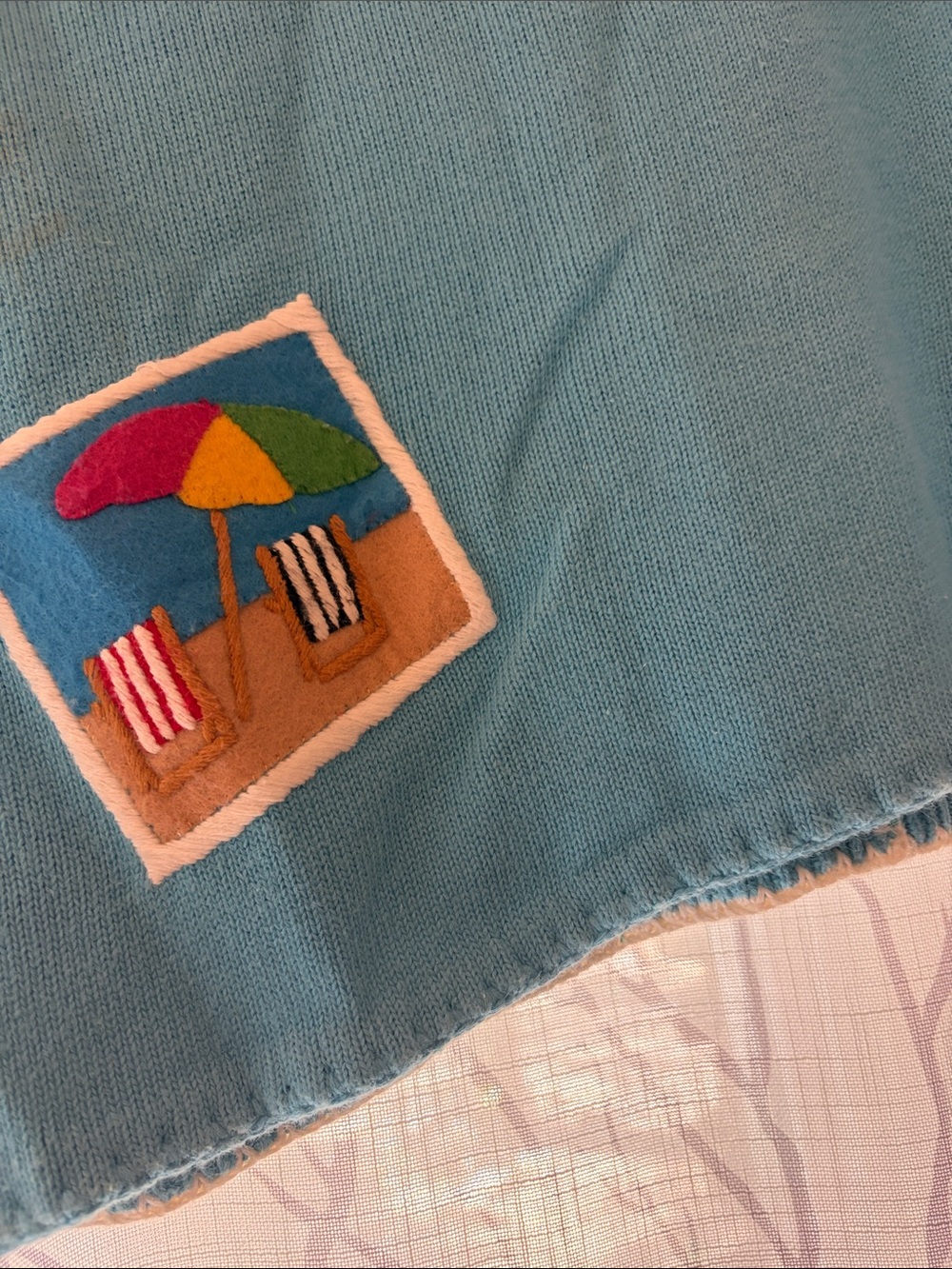 Michael Simon Colorful Beach Scene Knit Vest with Patchwork Panels - Picture 4 of 4